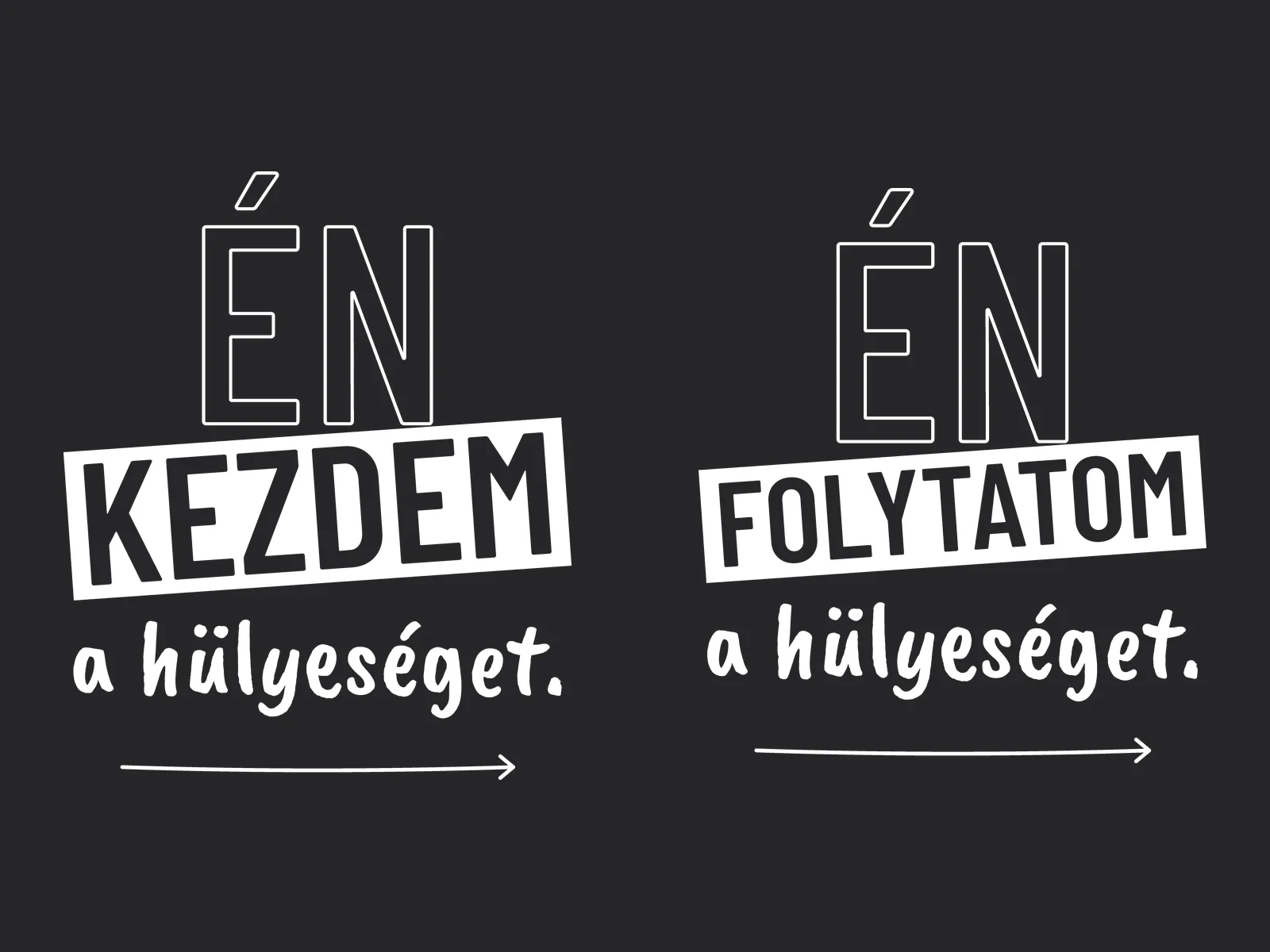 Én kezdem a hülyeséget / Én folytatom a hülyeséget – páros kapucnis pulóver részletfotó – egyedi, személyre szabott ajándék