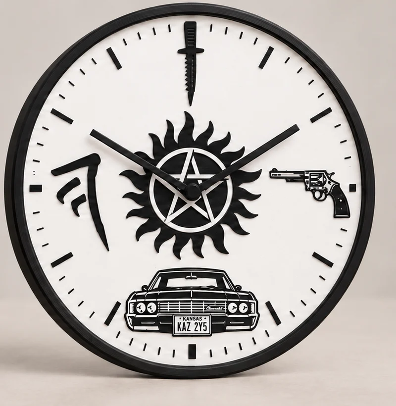 Odaát (Supernatural) 3D nyomtatott falióra – 25 cm részletfotó – egyedi, személyre szabott ajándék