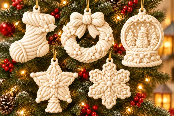 Karácsonyi díszkészlet – 3. minta részletfotó – egyedi, személyre szabott ajándék