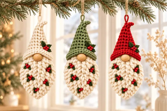 Kötött hatású karácsonyi manódíszek részletfotó – egyedi, személyre szabott ajándék