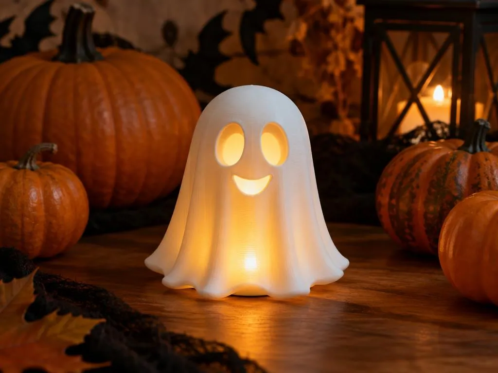 Halloweeni szellemes gyertyatartó részletfotó – egyedi, személyre szabott ajándék