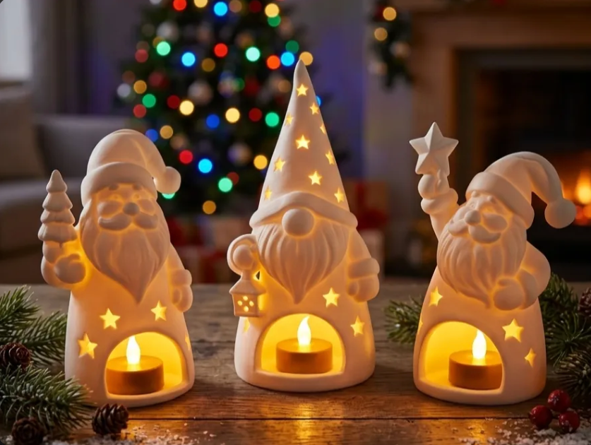 Karácsonyi világító manó szett – 4 db, LED mécsestartóval – 2. termékfotó