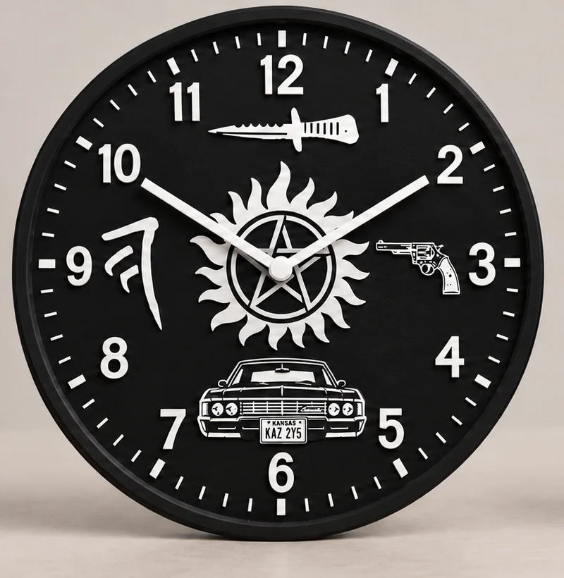 Odaát (Supernatural) 3D nyomtatott falióra – 25 cm
