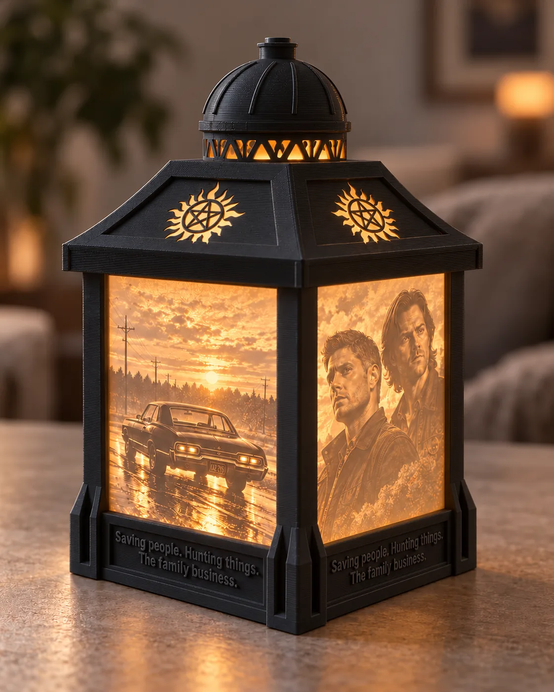 Odaát (Supernatural) 3D nyomtatott fényképes lámpa – 4 saját fotóval