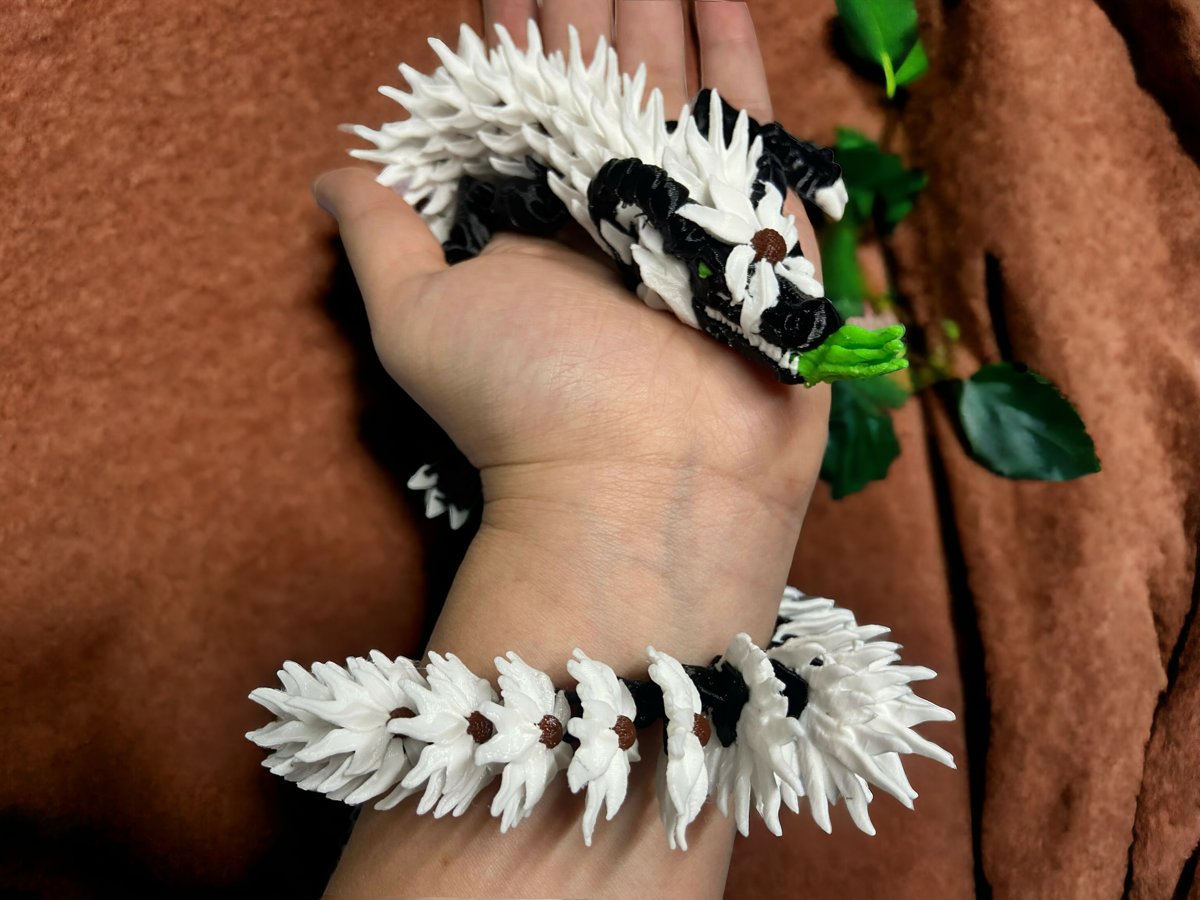 Mozgatható virágos sárkány – flexi 3D figura – egyedi ajándék