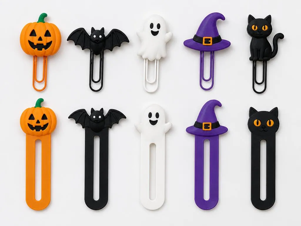Halloweeni iratkapocs- és könyvjelzőkészlet – 10 darab részletfotó – egyedi, személyre szabott ajándék