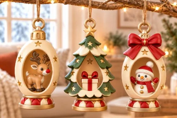 Karácsonyi díszkészlet – 6. minta részletfotó – egyedi, személyre szabott ajándék