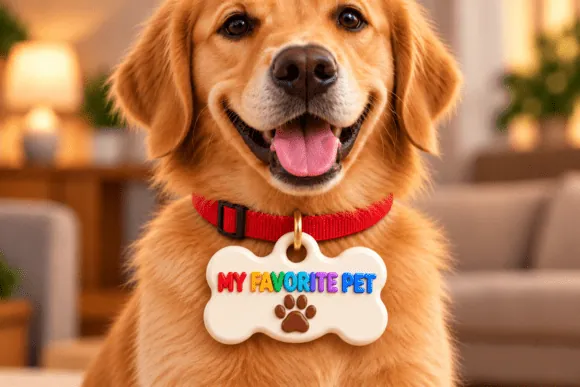 My Favorite Pet feliratú csont alakú biléta részletfotó – egyedi, személyre szabott ajándék