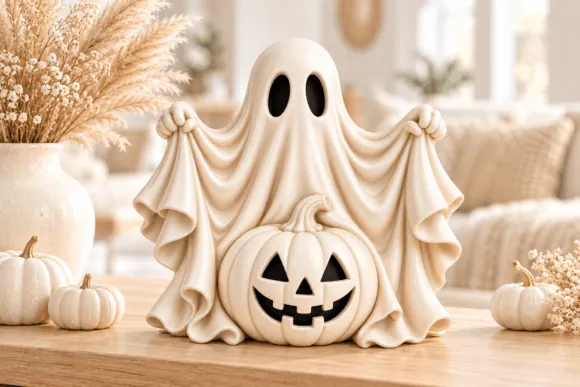 Halloweeni szellem és tök részletfotó – egyedi, személyre szabott ajándék