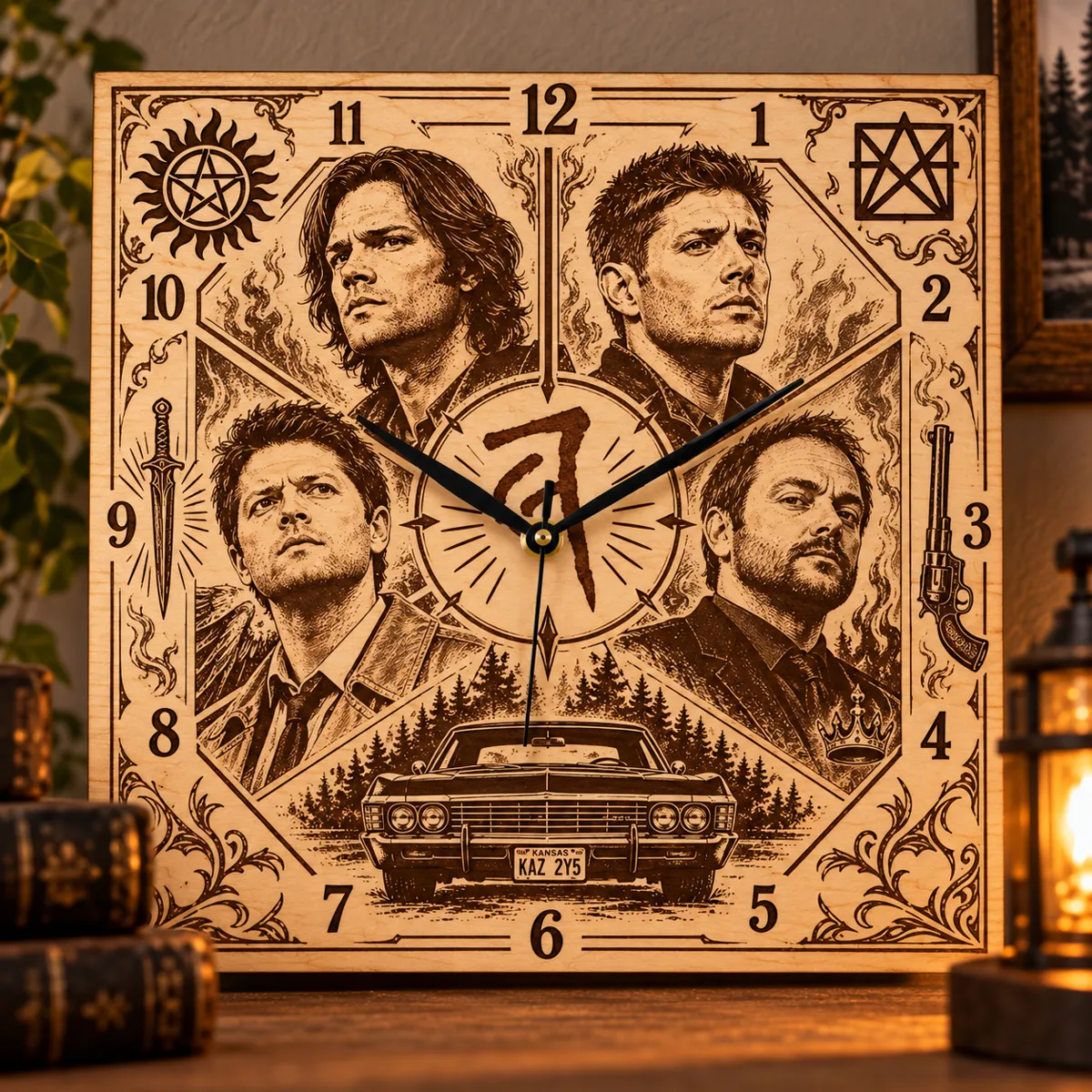 Supernatural – Sam, Dean, Castiel & Crowley falióra (30 cm) részletfotó – egyedi, személyre szabott ajándék