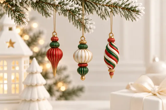 Bordázott karácsonyi díszkészlet részletfotó – egyedi, személyre szabott ajándék